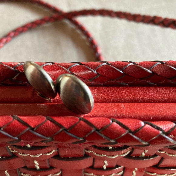 Vintage Elliott Luca Leather Woven Clutch Bag in Red - Picture 11 of 16